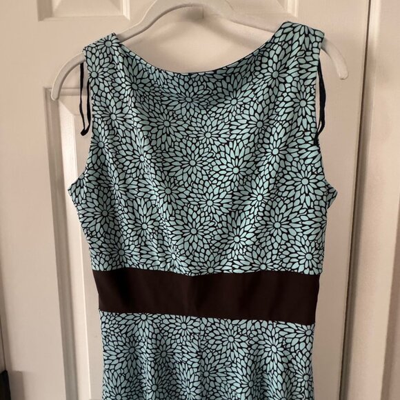 Perceptions Petite Mint Green and Brown Flower Print Dress Size 10P - Picture 8 of 12